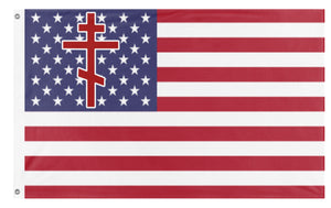 A mockup of the custom flag 'Orthodox American flag' on a white background