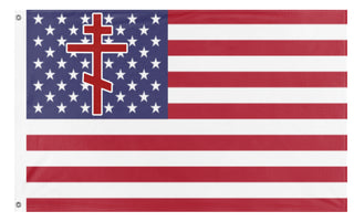 A mockup of the custom flag 'Orthodox American flag' on a white background