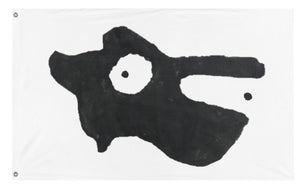A mockup of the custom flag 'PelikanVargen flag' on a white background
