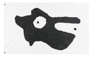 A mockup of the custom flag 'PelikanVargen flag' on a white background