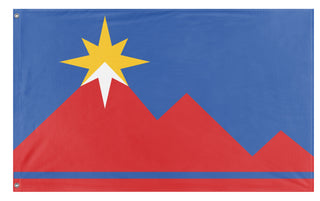 A mockup of the custom flag 'Pocatello, Idaho Flag' on a white background