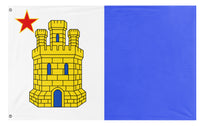 A mockup of the custom flag 'Porto Dourado Remaster flag' on a white background