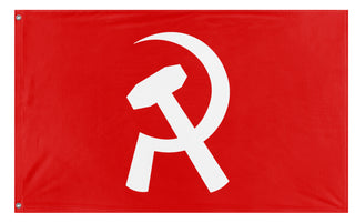 A mockup of the custom flag 'REVOLUTIONARY COMMUNISTS OF AMERICA  flag' on a white background