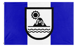 A mockup of the custom flag 'Republic of Paladonia flag' on a white background