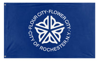 A mockup of the custom flag 'Rochester City Flag' on a white background