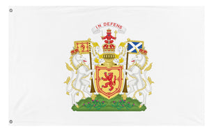 A mockup of the custom flag 'Royal Coat of Arms of the Kingdom of Scotland flag' on a white background