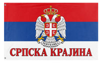 A mockup of the custom flag 'Serbian Krajina flag' on a white background