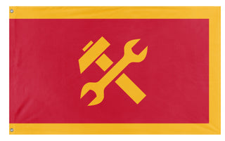 A mockup of the custom flag 'Socialist/Communist Banner flag' on a white background