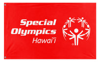 A mockup of the custom flag 'Special Olympics Hawai'i flag' on a white background