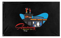 A mockup of the custom flag 'Superdawg flag' on a white background