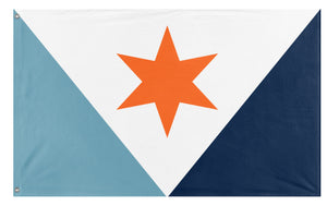A mockup of the custom flag 'Syracuse New York Flag Proposal' on a white background