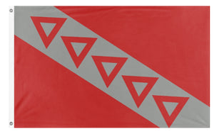 A mockup of the custom flag 'TKE Flag' on a white background