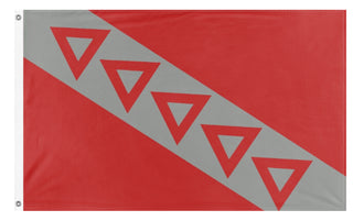 A mockup of the custom flag 'TKE Flag' on a white background