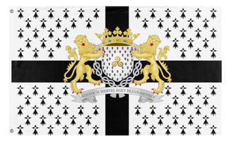 A mockup of the custom flag 'The Ducal Flag of Brittany' on a white background