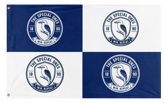 A mockup of the custom flag 'The Special Ones FC flag' on a white background