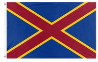 A mockup of the custom flag 'Tiburcio banner flag' on a white background