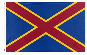 A mockup of the custom flag 'Tiburcio banner flag' on a white background