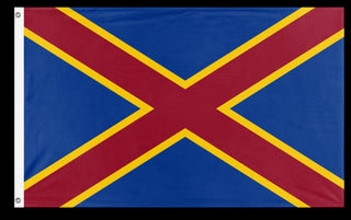 A mockup of the custom flag 'Tiburcio banner flag' on a white background