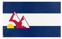 A mockup of the custom flag 'Trailform colorado flag' on a white background
