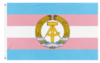 A mockup of the custom flag 'Trans German Democratic Republic flag' on a white background