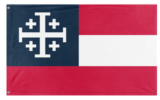 A mockup of the custom flag 'USA Crusade flag' on a white background