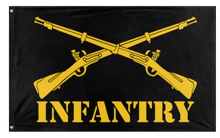 A mockup of the custom flag 'U.S Army Infantry Branch flag' on a white background