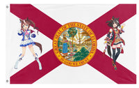 A mockup of the custom flag 'Umamusume Florida flag' on a white background
