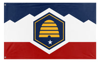 A mockup of the custom flag 'Utah State Flag' on a white background