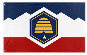 A mockup of the custom flag 'Utah State Flag' on a white background