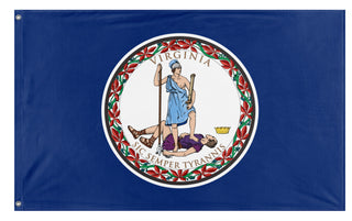 A mockup of the custom flag 'Virginia State Flag' on a white background