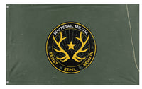 A mockup of the custom flag 'WHITETAIL MILITA  flag' on a white background