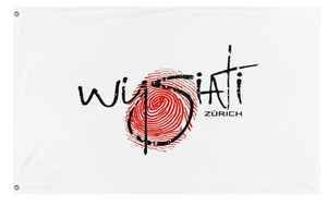 A mockup of the custom flag 'WYSIATI Zurich flag' on a white background