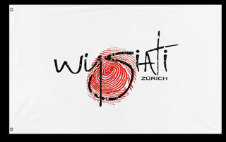 A mockup of the custom flag 'WYSIATI Zurich flag' on a white background