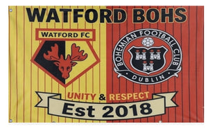 A mockup of the custom flag 'Wat Bohs flag' on a white background