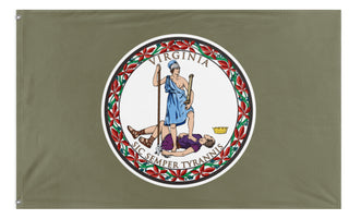 A mockup of the custom flag 'Whistlepig VA flag' on a white background