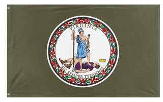 A mockup of the custom flag 'Whistlepig Virginia State flag' on a white background