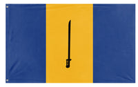 A mockup of the custom flag 'barbados flag' on a white background