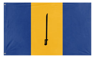 A mockup of the custom flag 'barbados flag' on a white background