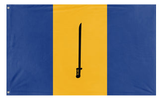 A mockup of the custom flag 'barbados flag' on a white background