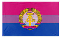 A mockup of the custom flag 'biseuxal ddr flag' on a white background