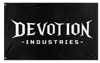 A mockup of the custom flag 'deovtion industries flag' on a white background