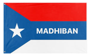 A mockup of the custom flag 'madhibaan  flag' on a white background