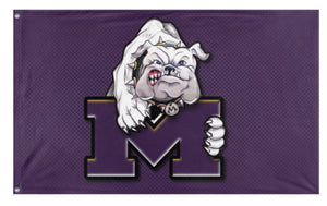 A mockup of the custom flag 'midland high flag' on a white background