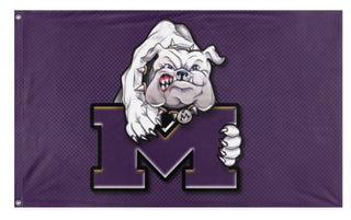 A mockup of the custom flag 'midland high flag' on a white background