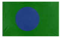 A mockup of the custom flag 'newearth flag' on a white background