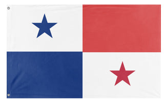 A mockup of the custom flag 'panama flag' on a white background
