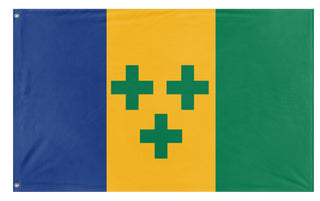A mockup of the custom flag 'san vicente y las granadinas flag' on a white background