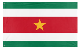 A mockup of the custom flag 'surinam flag' on a white background
