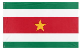 A mockup of the custom flag 'surinam flag' on a white background