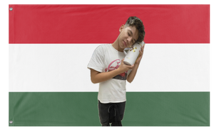 A mockup of the custom flag 'tuzaria flag' on a white background